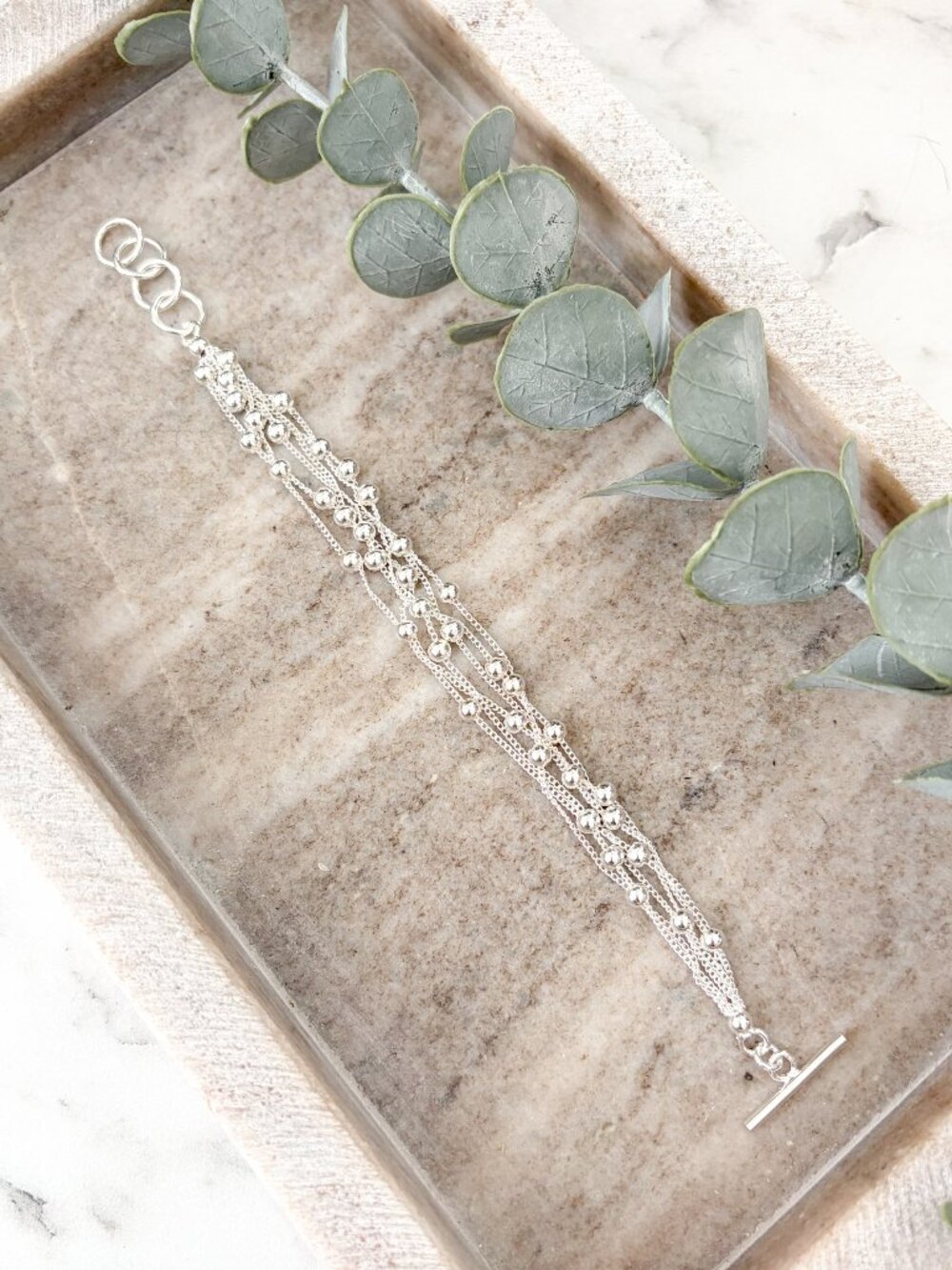 925 Sterling Silver Bead Bracelet 4 MM Ball Bracelet Bead Bracelet - Picture 3 of 7